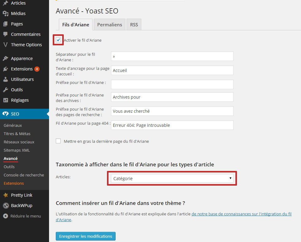 fil ariane breadcrumb yoast seo referencement