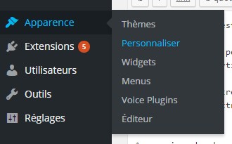 menu wordpress personnaliser favicon