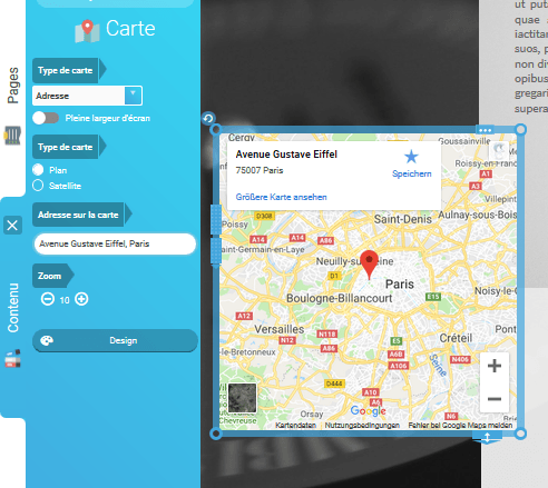 Intégrer une carte Google Maps sur un site Internet avec le module Carte de SiteW