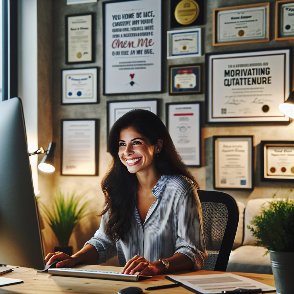 Un entrepreneur de déménagement souriant devant son ordinateur avec un site web ouvert.