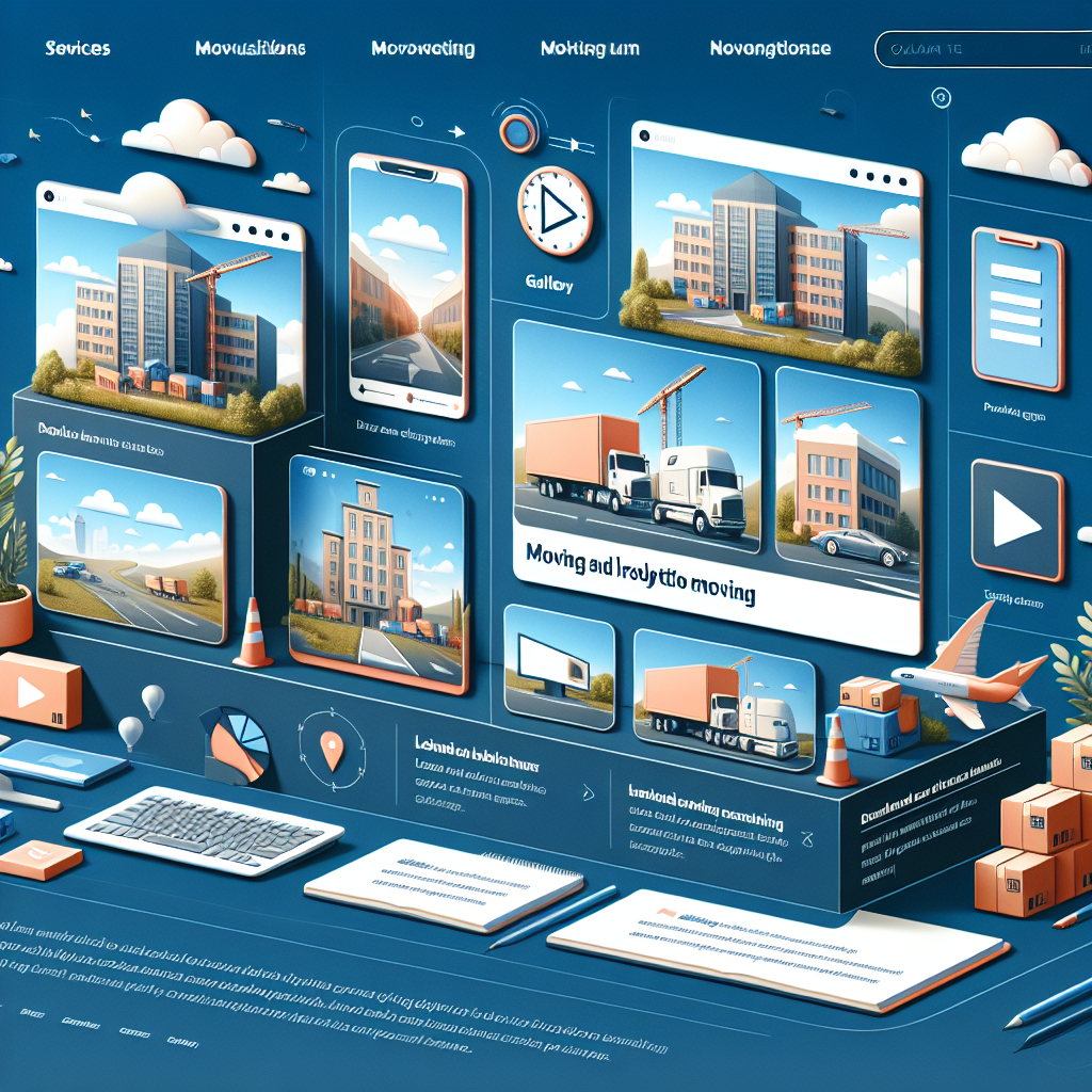 Une galerie d'images et de vidéos sur un site web de déménagement.