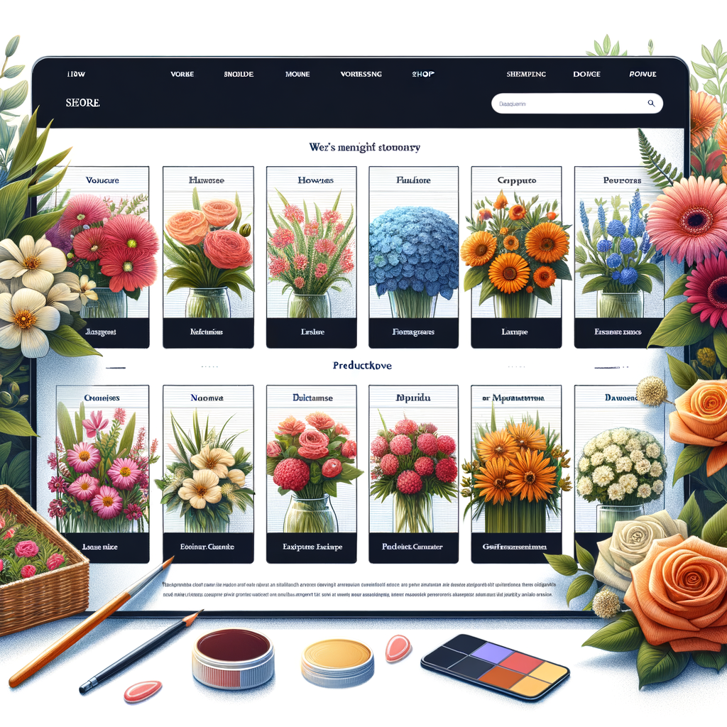 Exemple d'un template de site web pour une boutique de fleurs.