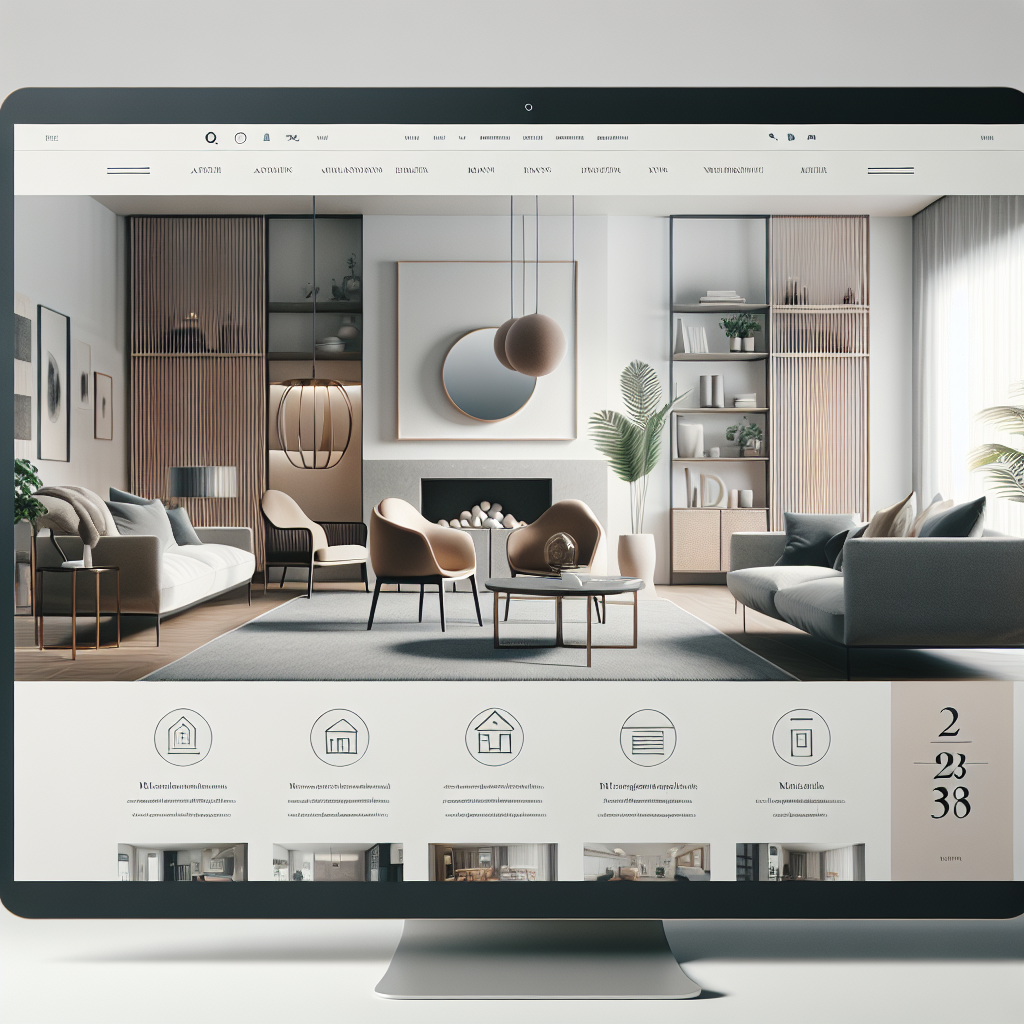 Capture d'écran d'un site web de décoration d'intérieur élégant et moderne.