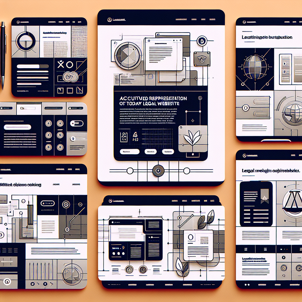 Montage de plusieurs captures d'écran de sites web juridiques modernes.