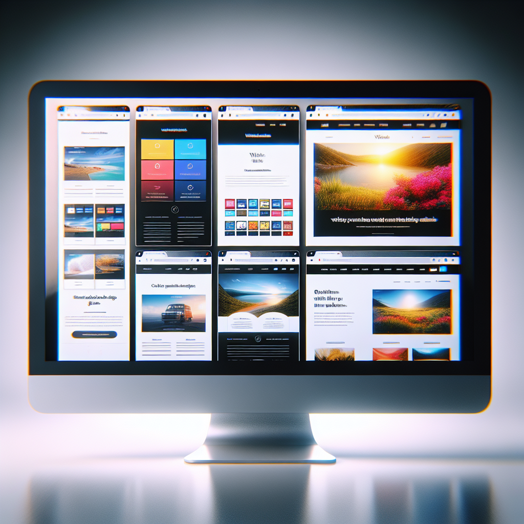 Un écran d'ordinateur affichant différents templates de sites web.