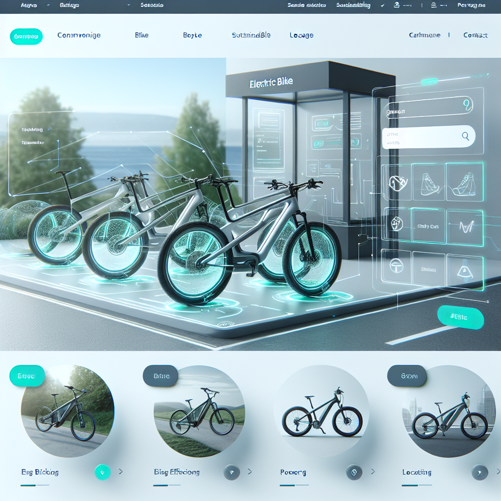 Capture d'écran d'un site de location de vélos électriques bien conçu.