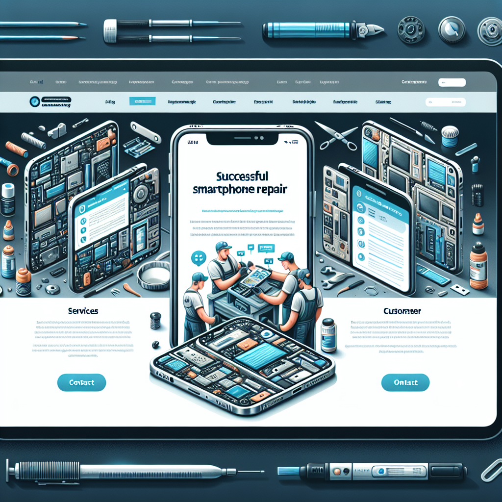 Capture d'écran d'un site web réussi d'une entreprise de réparation de smartphones.