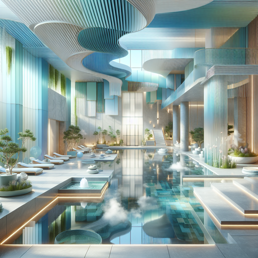 Un spa moderne avec une ambiance zen et des couleurs apaisantes.