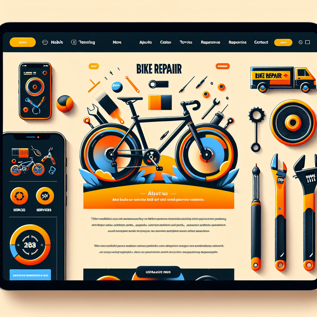 Captures d'écran de sites web de réparation de vélos bien conçus.