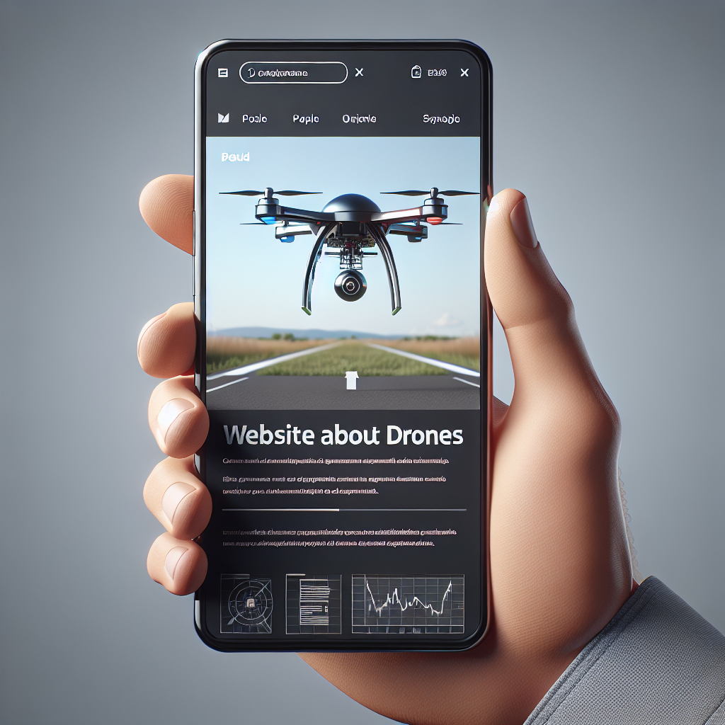 Un smartphone affichant un site web de drones.