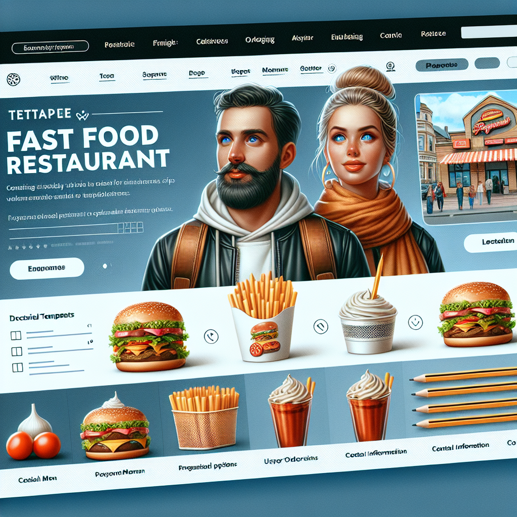 Exemple de template de site web pour un restaurant rapide.