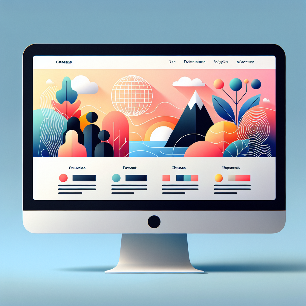 Un écran d'ordinateur affichant un site web avec un design moderne et coloré.