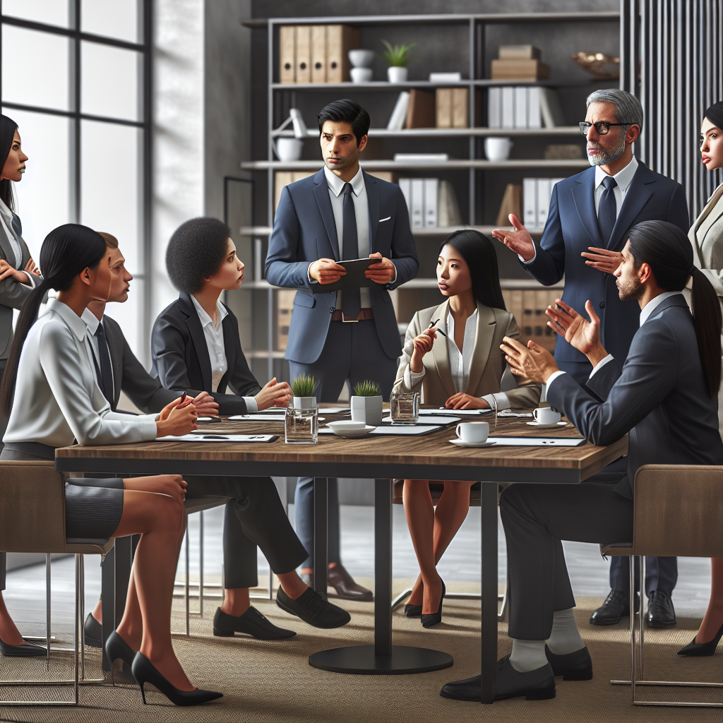 Un groupe diversifié de professionnels discutant autour d'une table.