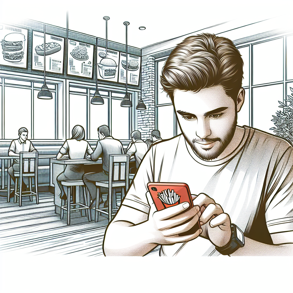 Un utilisateur naviguant sur un site de restaurant rapide via un smartphone.