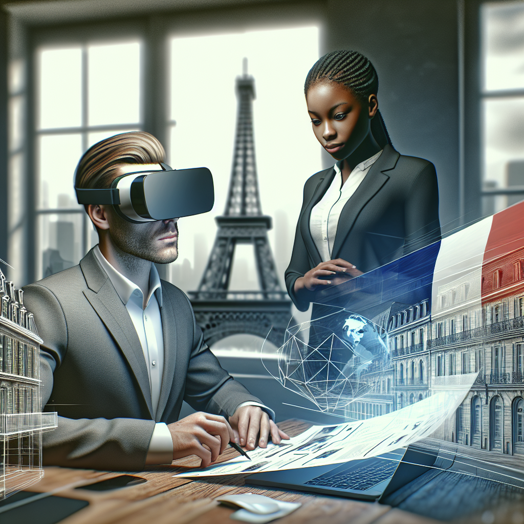 Un entrepreneur en réalité virtuelle examinant un plan de site web sur un ordinateur portable.