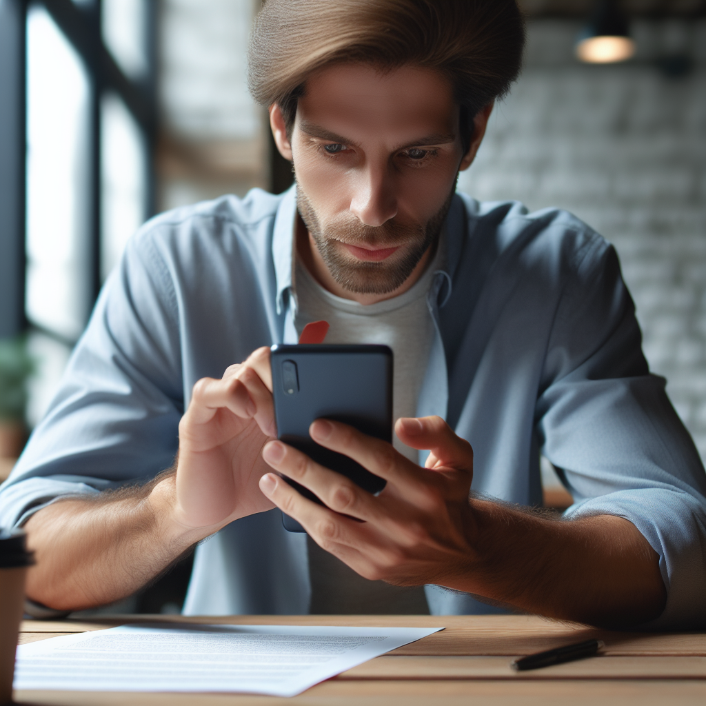 Une personne utilisant un smartphone pour gérer des comptes de réseaux sociaux.