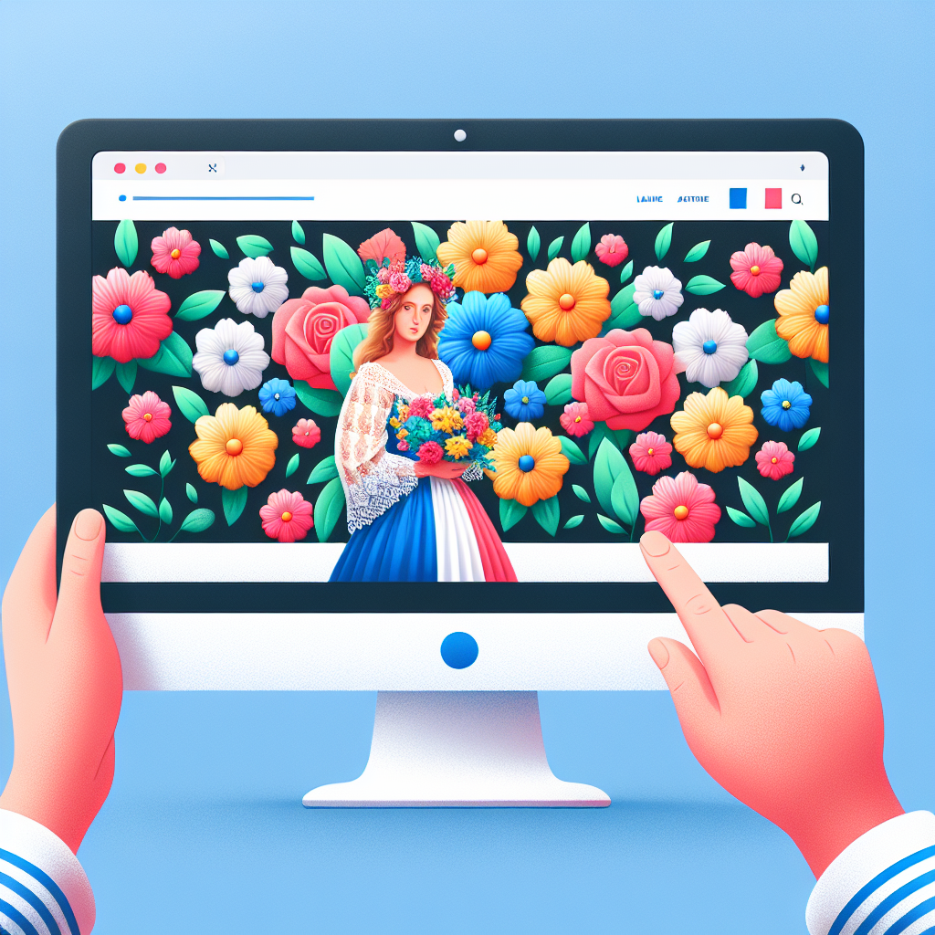 Un écran d'ordinateur affichant un site web floral coloré et attrayant.