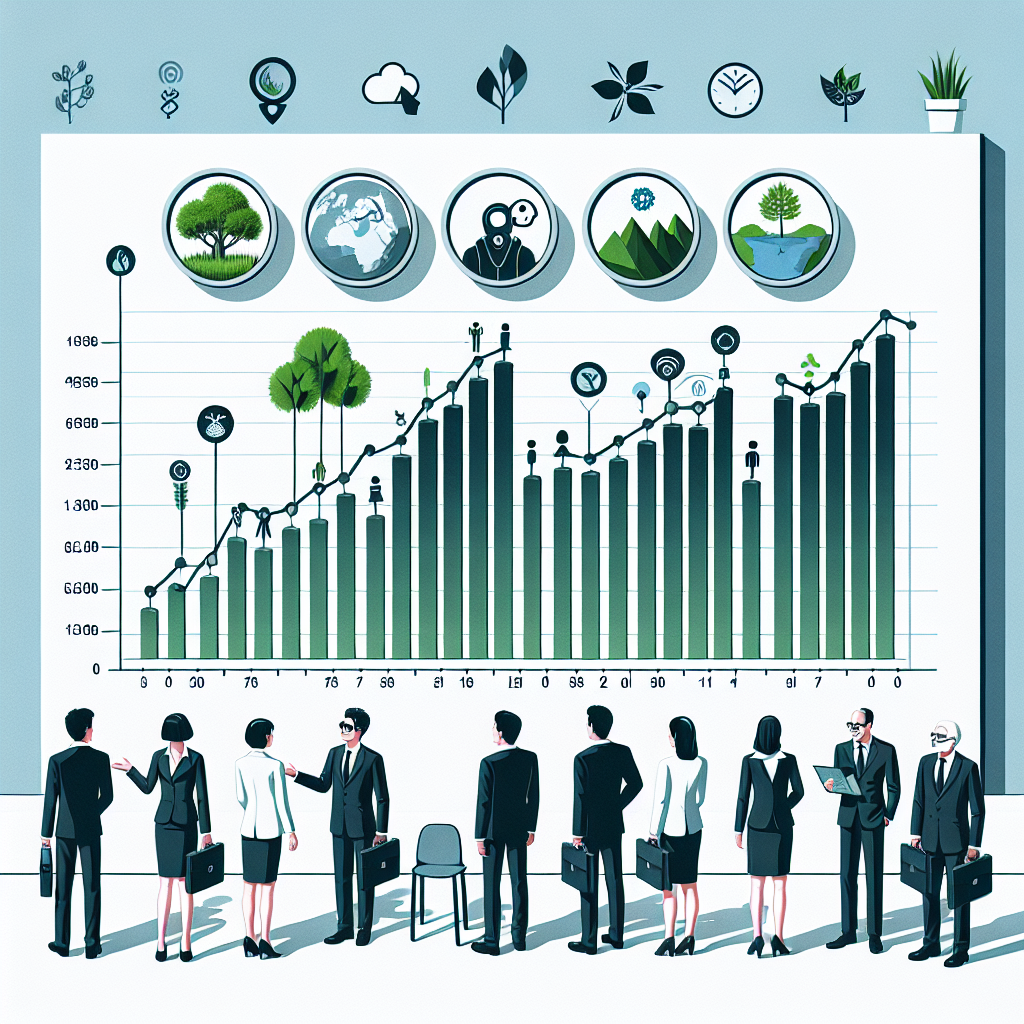 Un graphique illustrant des statistiques environnementales avec des icônes écologiques.