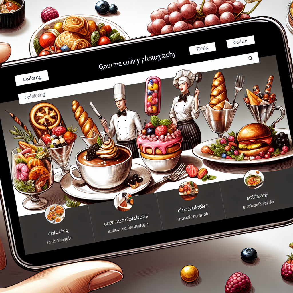 Un smartphone affichant un site de photographie culinaire optimisé pour les mobiles.