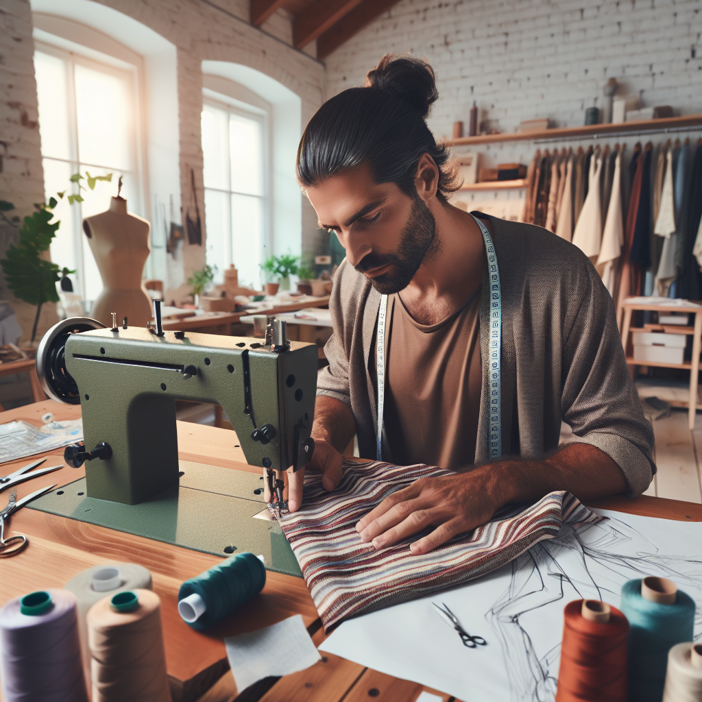 Un créateur de mode éthique travaillant dans son atelier.