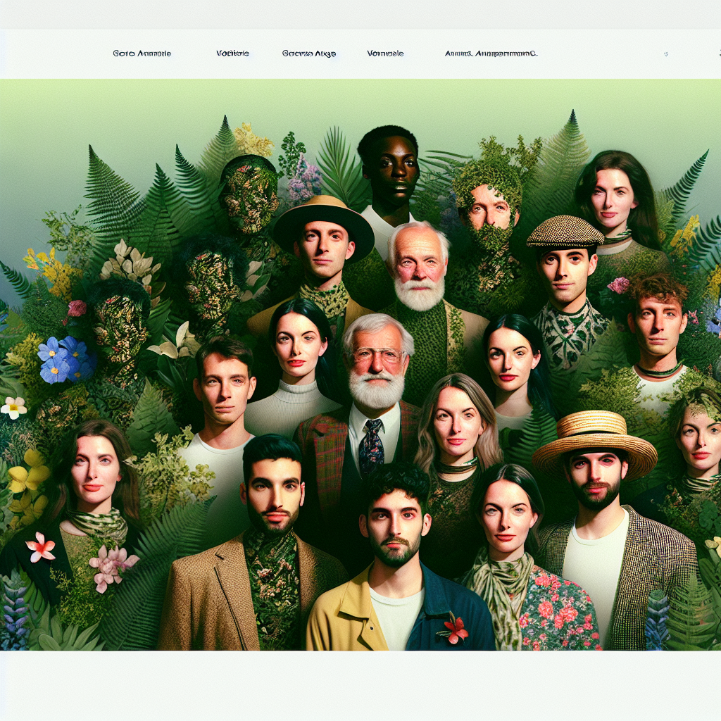 Un design de site web avec des éléments naturels et des couleurs vertes.