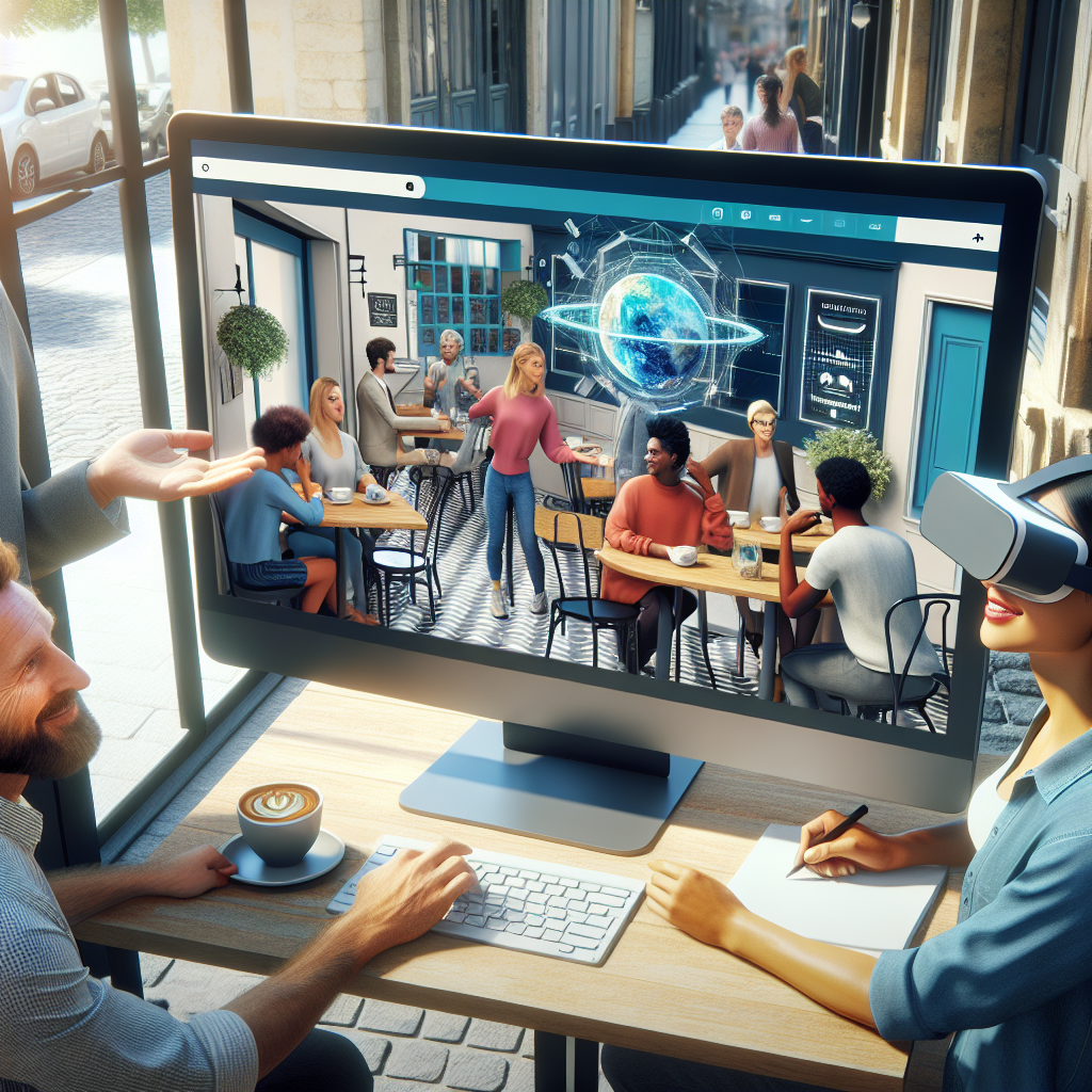 Un écran d'ordinateur affichant un design de site web avec des éléments de réalité virtuelle.