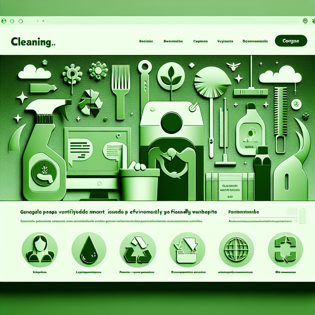 Capture d'écran d'un site web fictif de nettoyage écologique avec un design moderne et vert.