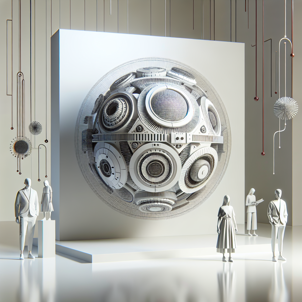 Un objet en 3D flottant dans un espace moderne et épuré.