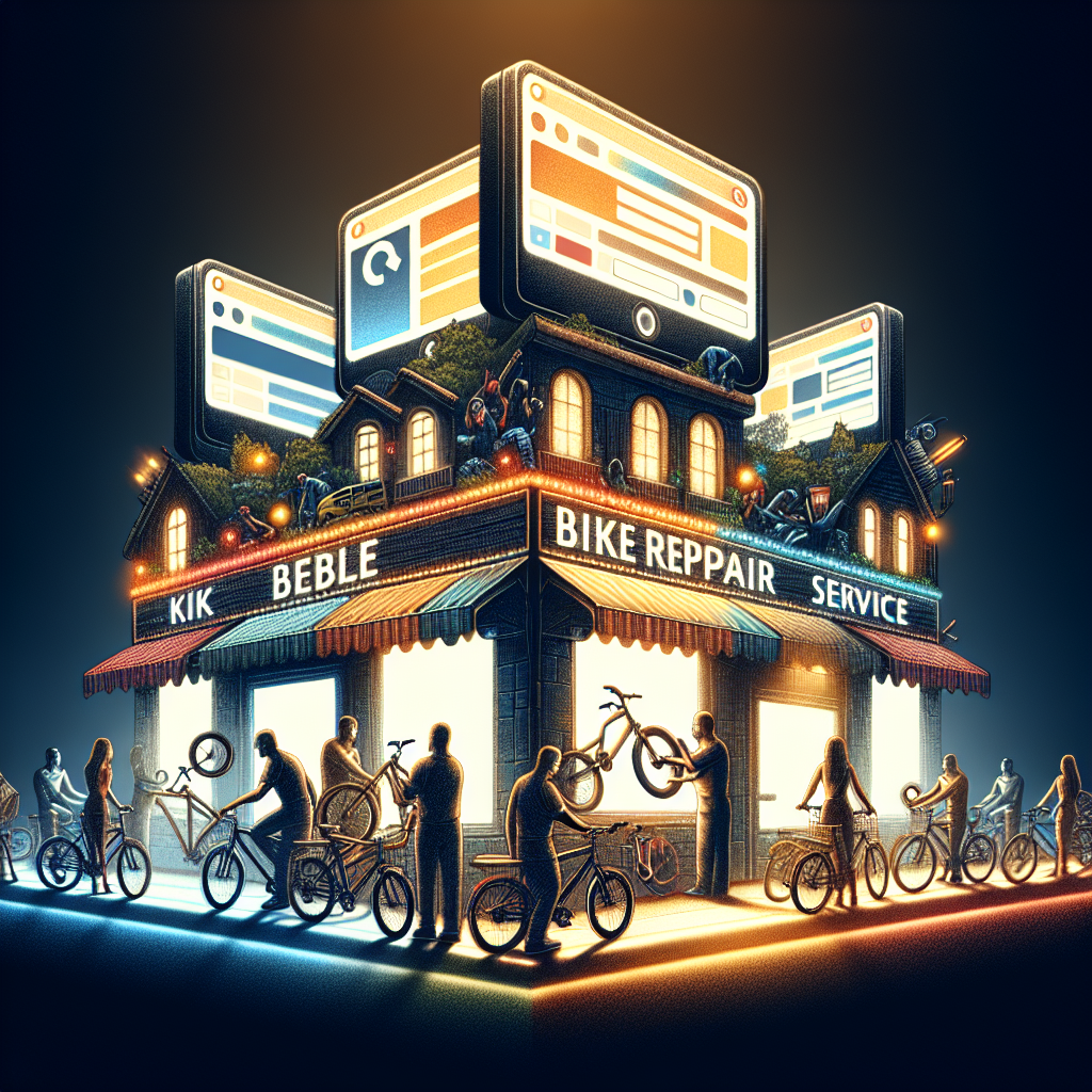 Captures d'écran de sites web fictifs de services de réparation de vélos.
