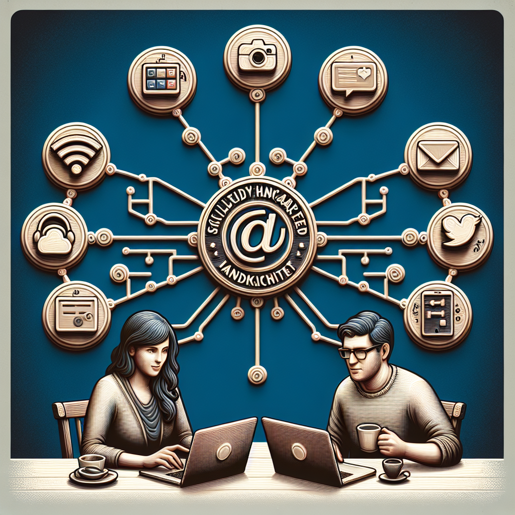 Icônes de réseaux sociaux connectées à un site web artisanal
