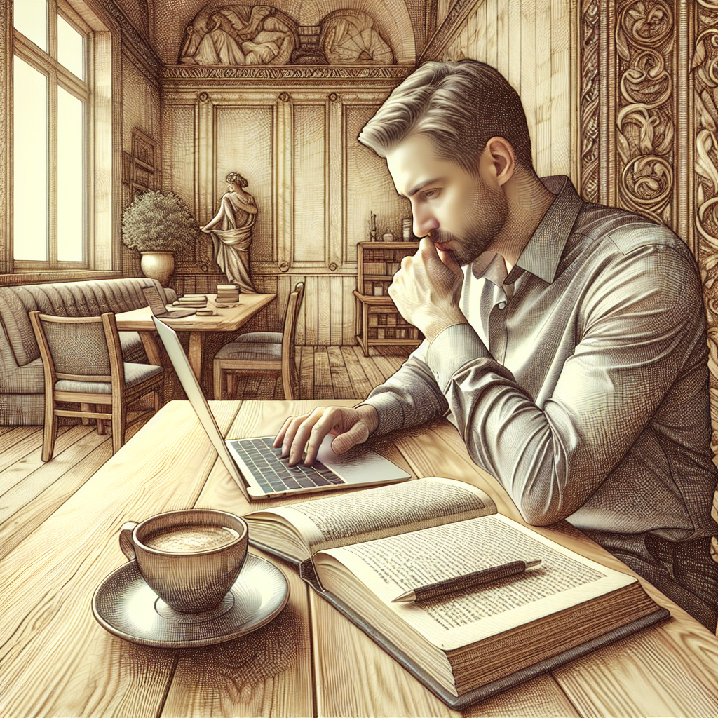 Image d'une personne écrivant sur un ordinateur portable avec une tasse de café à côté.