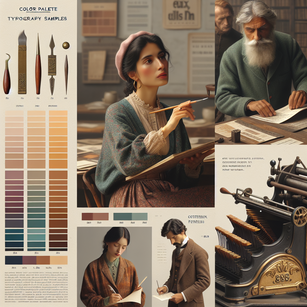 Palette de couleurs et échantillons de typographie pour un site artisanal