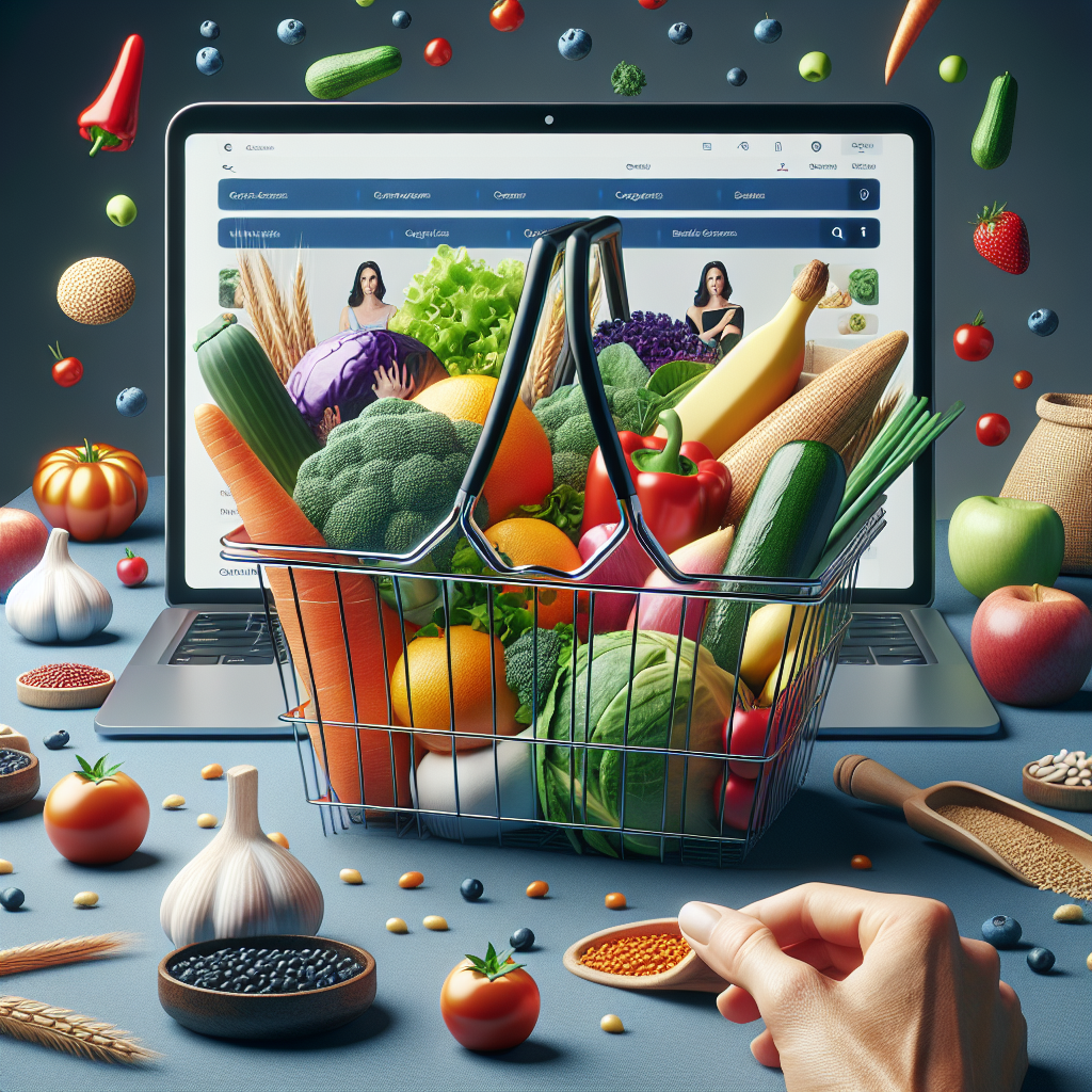 Panier d'achat en ligne avec des produits naturels.