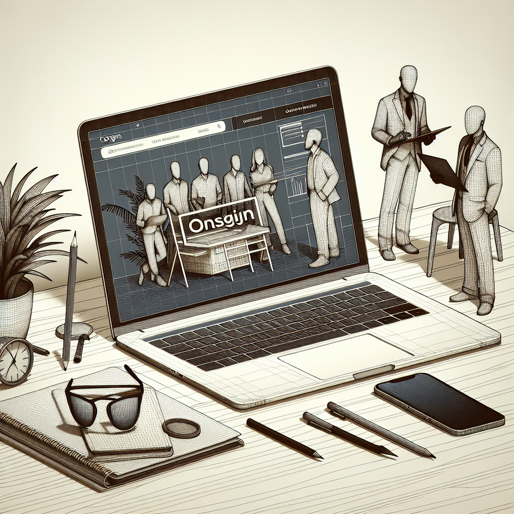 Un bureau moderne avec un ordinateur portable ouvert sur un site de création web.