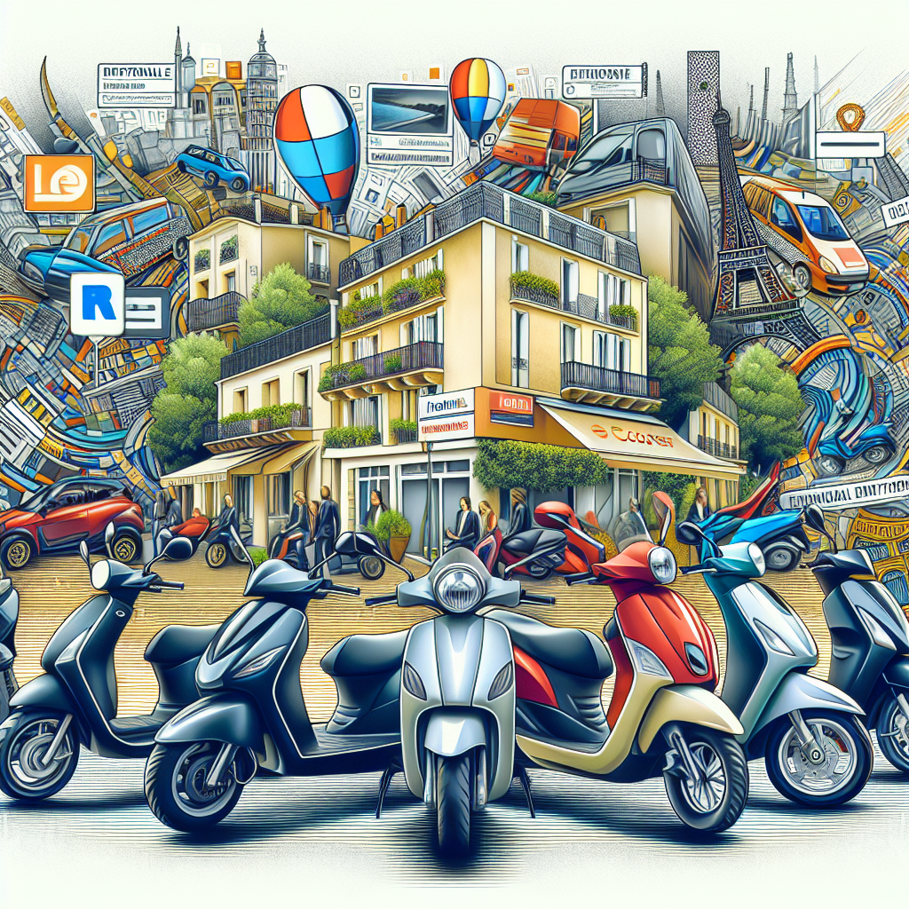 Un collage de captures d'écran de sites web de location de trottinettes.