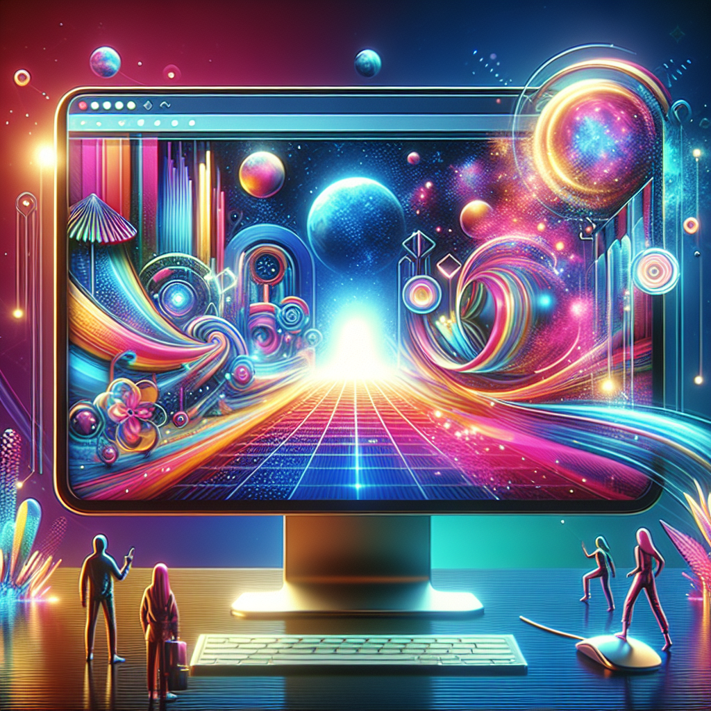 Un écran d'ordinateur affichant un design de site web moderne et coloré.