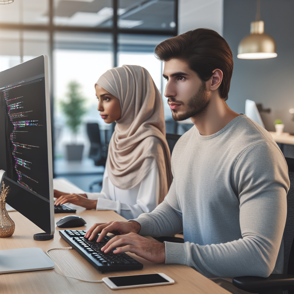 Un entrepreneur utilisant des outils no-code sur un ordinateur.