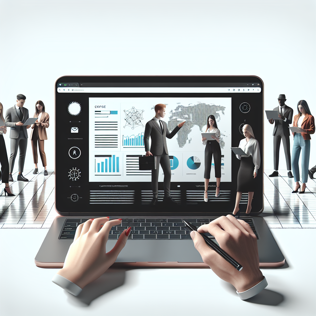 Un ordinateur portable affichant un site web professionnel.