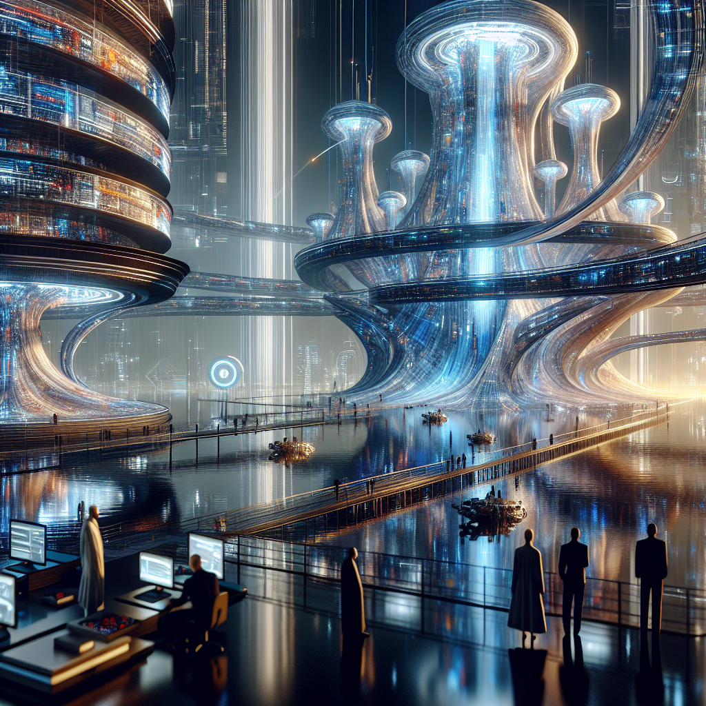Un paysage numérique futuriste illustrant un design web avant-gardiste.
