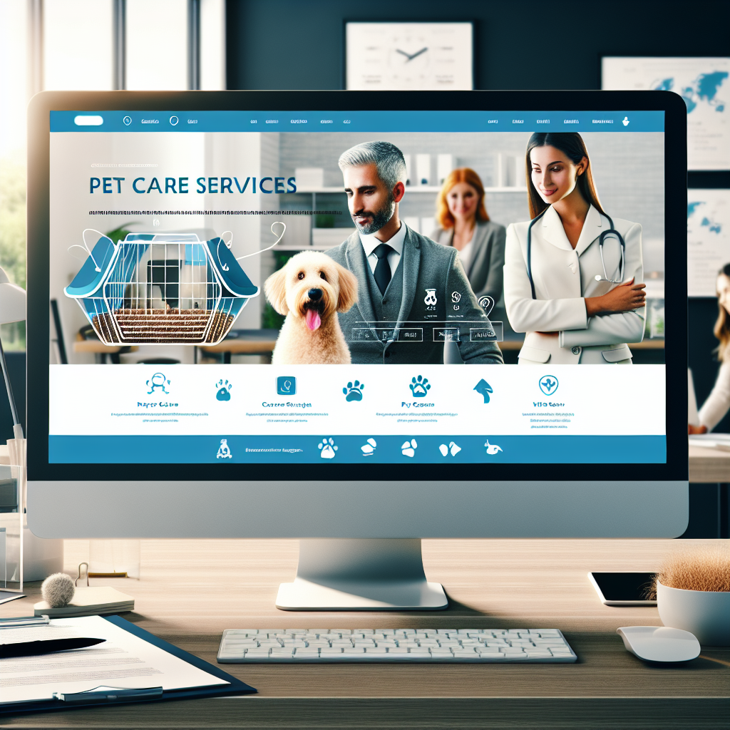 Un site web de garde d'animaux personnalisé affiché sur un écran d'ordinateur.