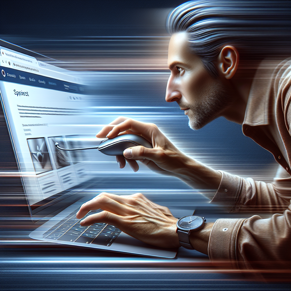Un utilisateur naviguant rapidement sur un site web sur un ordinateur portable.