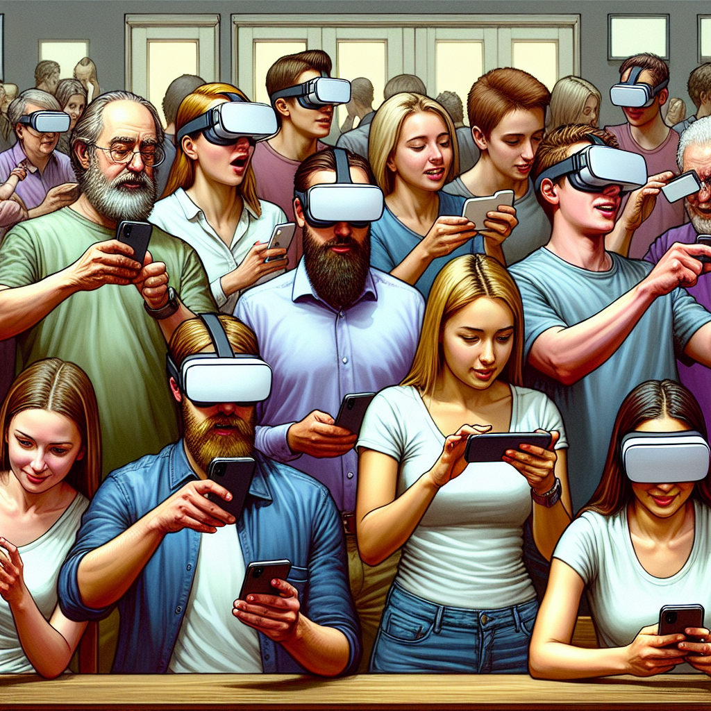 Des personnes interagissant avec des éléments de réalité augmentée sur un écran.