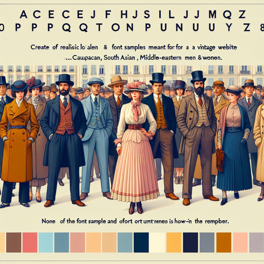 Palette de couleurs et échantillons de polices pour un site vintage.