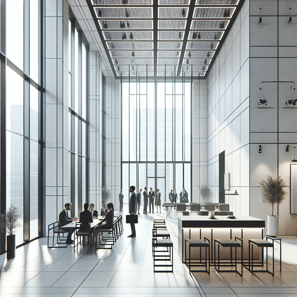 Un bureau moderne et bien conçu avec des éléments de design minimaliste.