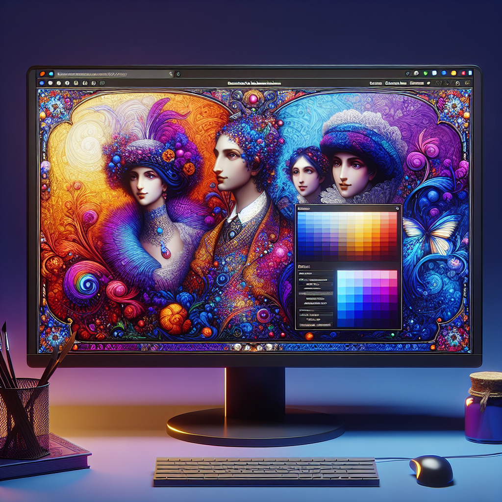 Un écran d'ordinateur affichant un design web immersif et coloré.