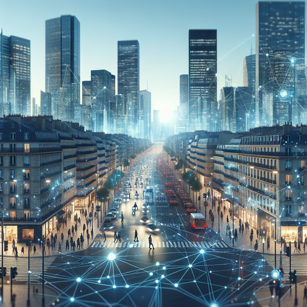 Un paysage urbain moderne symbolisant la connectivité et le réseau.
