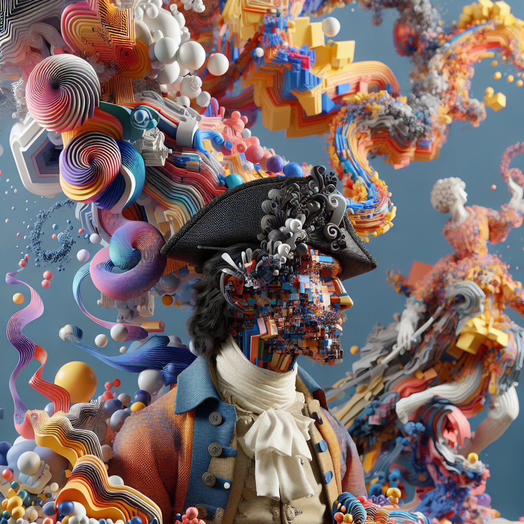Un paysage virtuel abstrait et coloré représentant la créativité et l'innovation.