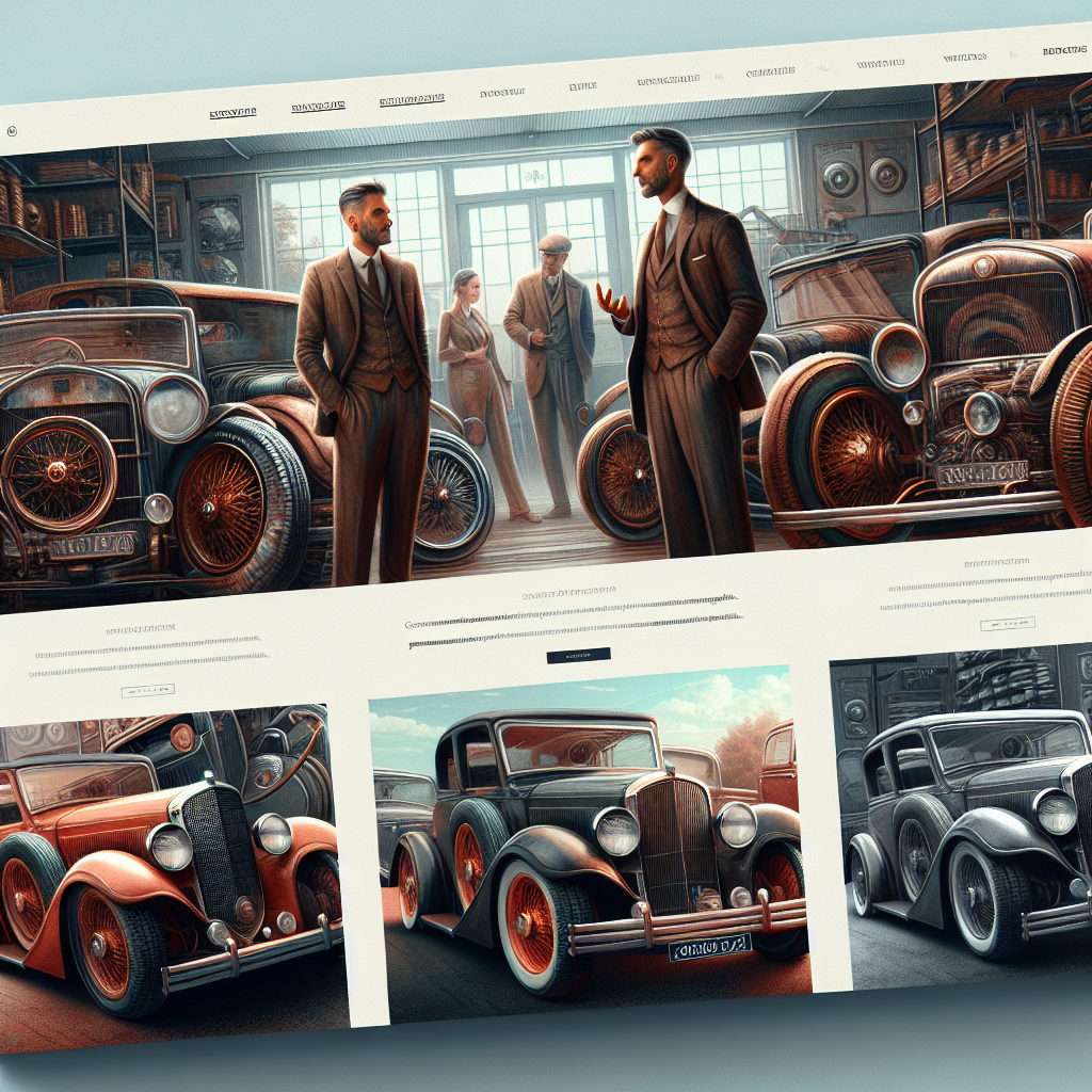 Un site web avec un design élégant et professionnel, adapté à une entreprise de rénovation de véhicules anciens.