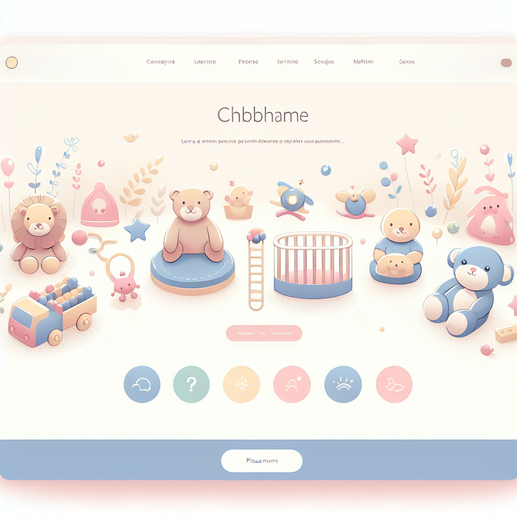 Un site web de service de garde d'enfants avec des couleurs douces et des images de jouets.