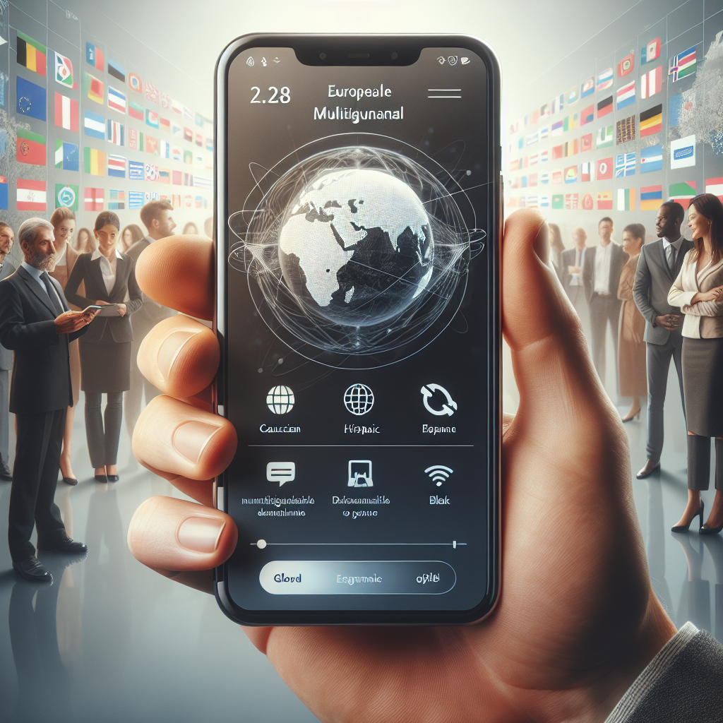 Un smartphone affichant un site web multilingue.